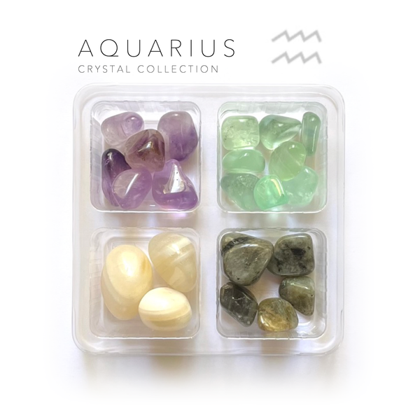 Aquarius Zodiac  - jumbo 4 pack - crystals and stones