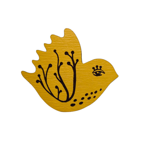 Yellow Bird Brooch, STatement Pin