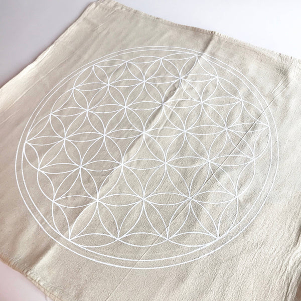XL Flower of Life - White Ink - Crystal Grid Cloth
