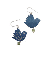 Navy Blue Large  Bird Dangling Earrings, Lightweight Statement Earrings, Jewelry for Artistic People
