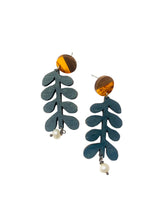 Dark Blue Plant Earrings