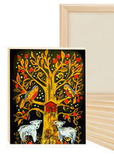 Vermont Tree of Life, Birds with the Lambs wall art, Print on Board