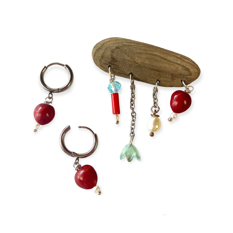 Lucky Seeds Earrings and Driftwood Brooch Set