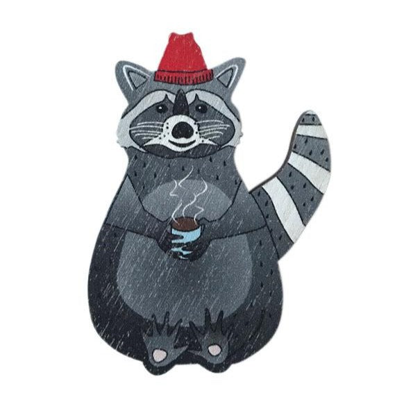 Hat Raccoon Brooch